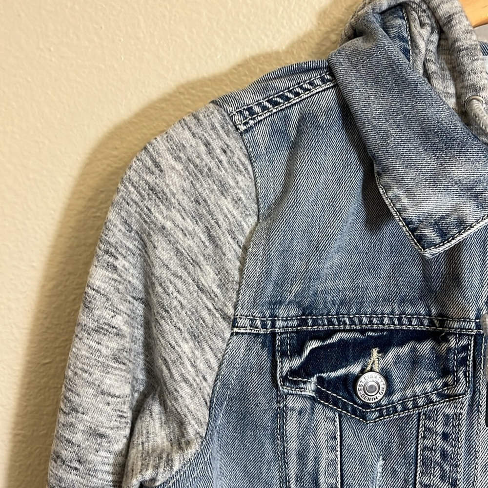 Eighty Two Denim & Knit Hooded Jean Jacket - Picture 3 of 11